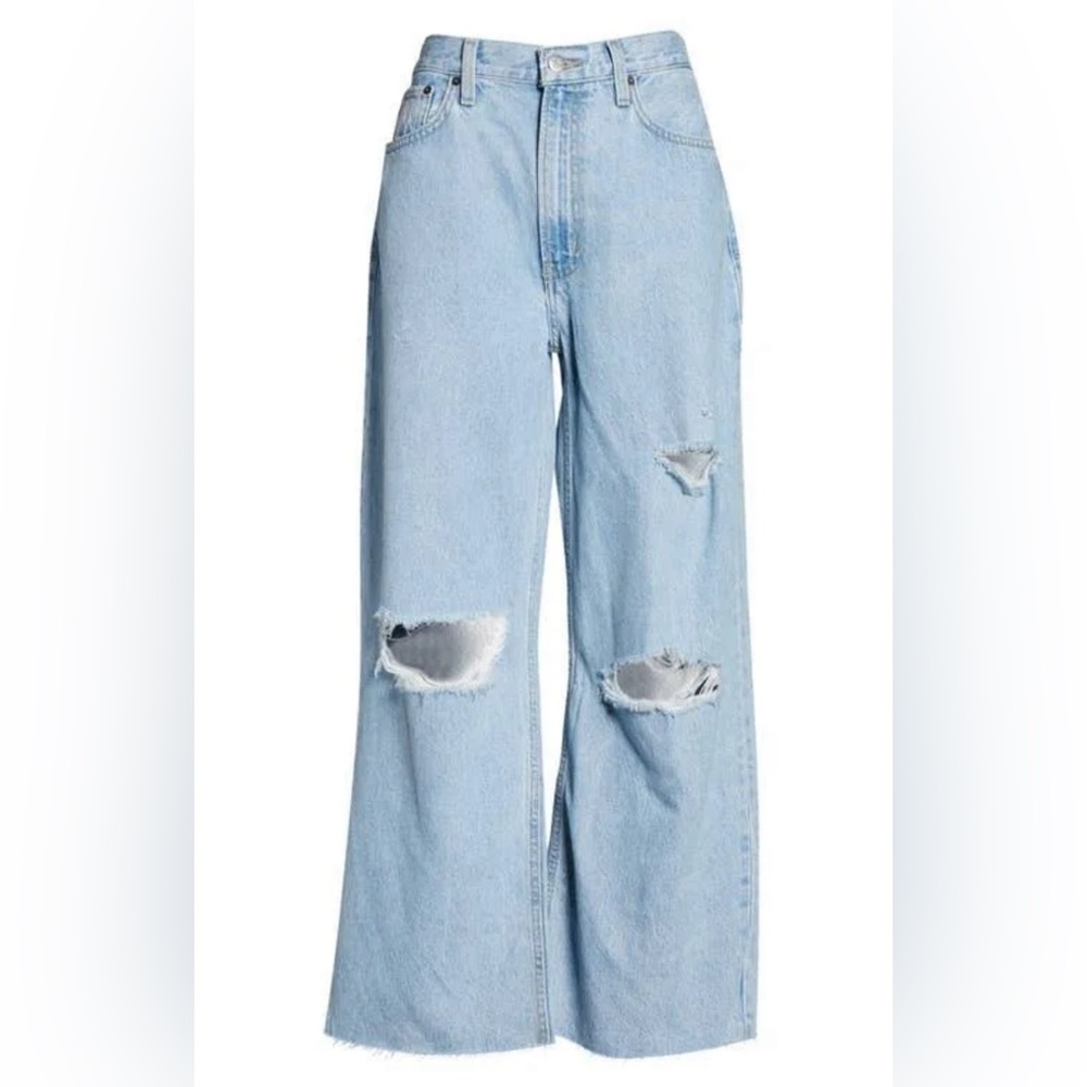 NWOT ETICA DEVON HIGH WAIST WIDE LEG DISTRESSED JEANS SIZE 30